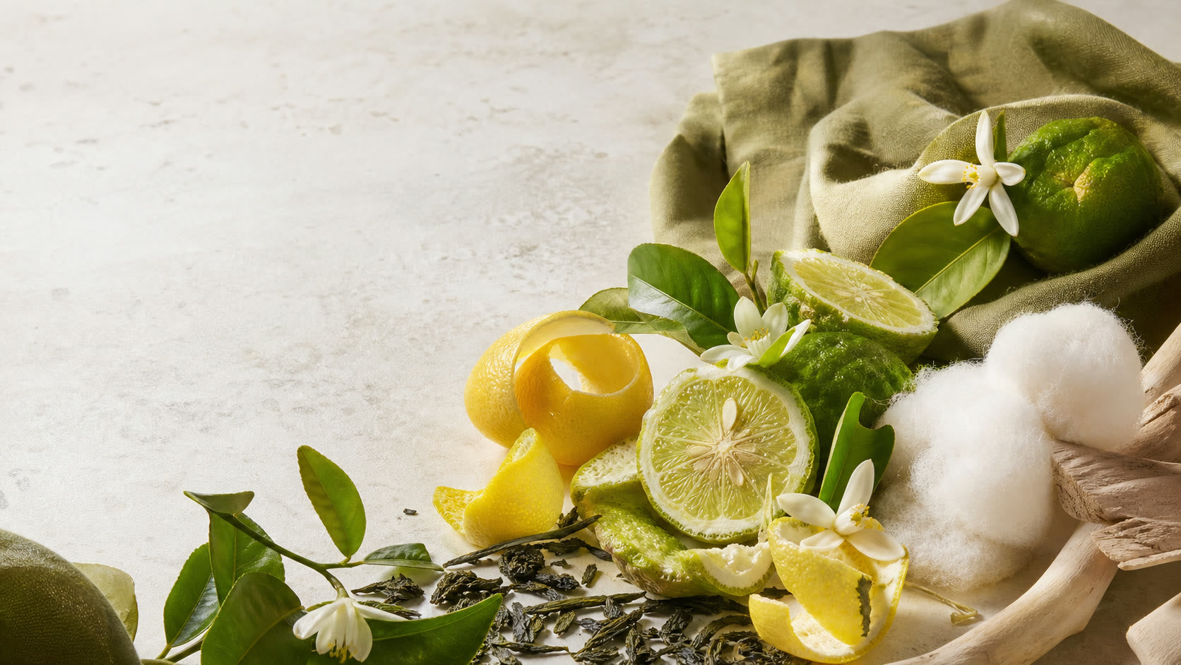 Bergamotă, lămâie, ceai verde și neroli